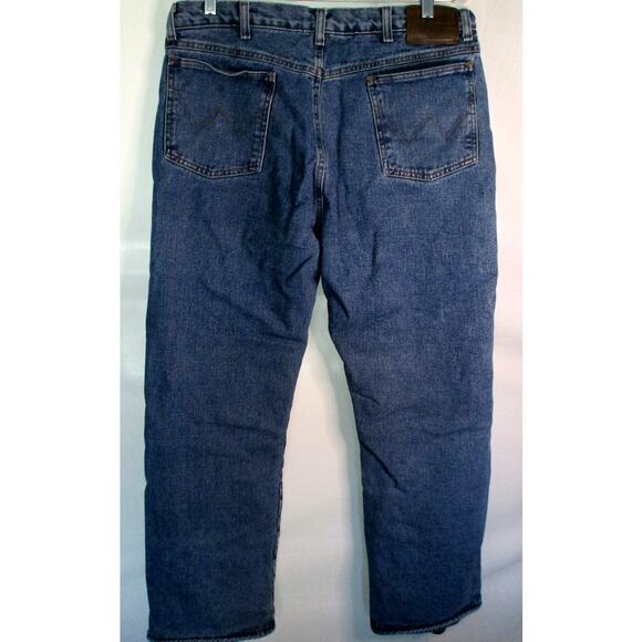 Wrangler Men's Rugged Wear Straight Blue Jeans Fleece Lined Size 36 X 30 - Picture 4 of 10